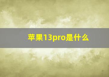 苹果13pro是什么