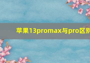 苹果13promax与pro区别