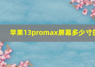 苹果13promax屏幕多少寸的