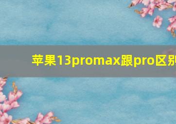 苹果13promax跟pro区别