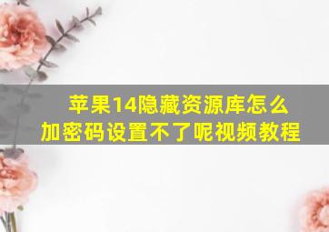 苹果14隐藏资源库怎么加密码设置不了呢视频教程