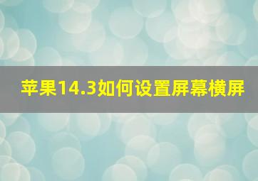 苹果14.3如何设置屏幕横屏