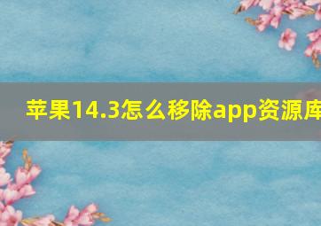 苹果14.3怎么移除app资源库