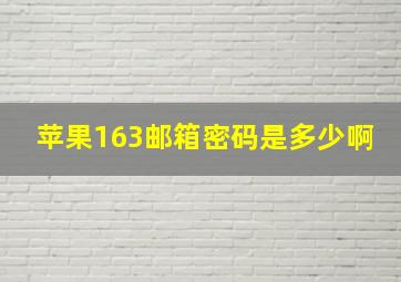 苹果163邮箱密码是多少啊