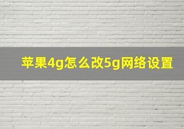 苹果4g怎么改5g网络设置