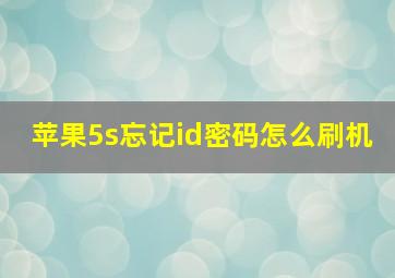 苹果5s忘记id密码怎么刷机