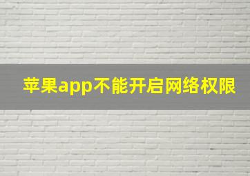 苹果app不能开启网络权限