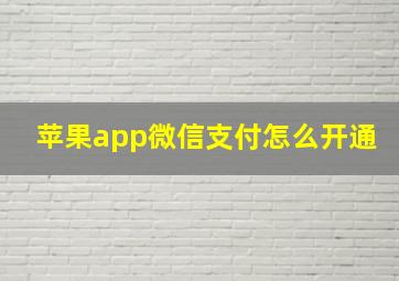 苹果app微信支付怎么开通