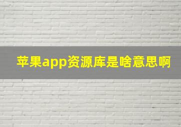 苹果app资源库是啥意思啊