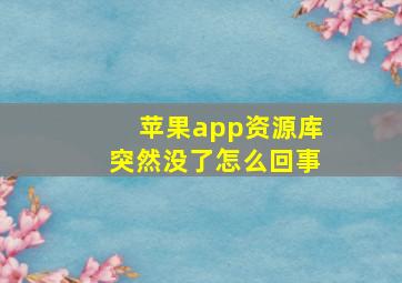 苹果app资源库突然没了怎么回事