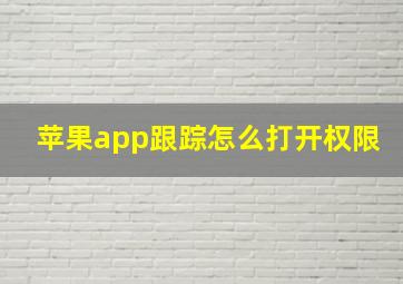 苹果app跟踪怎么打开权限