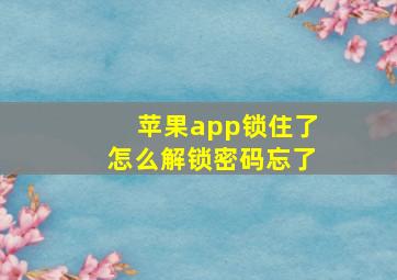 苹果app锁住了怎么解锁密码忘了