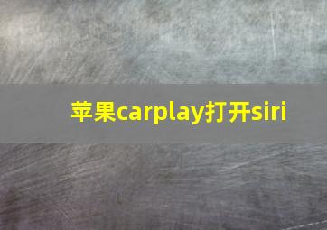 苹果carplay打开siri