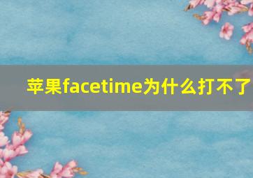 苹果facetime为什么打不了