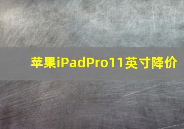 苹果iPadPro11英寸降价