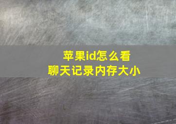 苹果id怎么看聊天记录内存大小