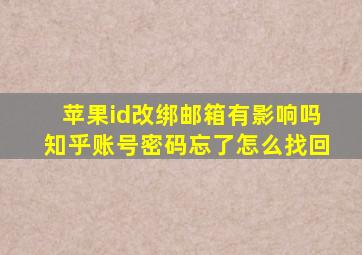 苹果id改绑邮箱有影响吗知乎账号密码忘了怎么找回