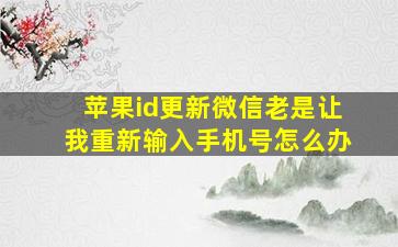 苹果id更新微信老是让我重新输入手机号怎么办