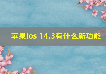 苹果ios 14.3有什么新功能