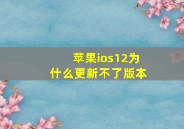 苹果ios12为什么更新不了版本