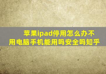 苹果ipad停用怎么办不用电脑手机能用吗安全吗知乎