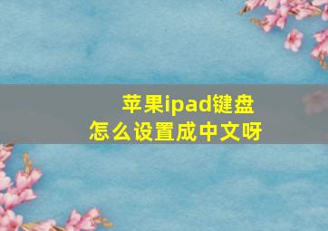 苹果ipad键盘怎么设置成中文呀