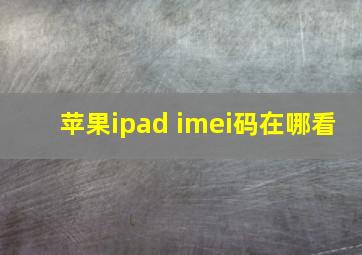 苹果ipad imei码在哪看