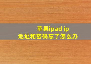 苹果ipad ip地址和密码忘了怎么办