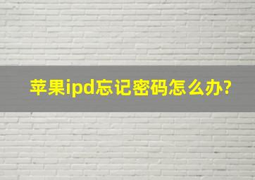 苹果ipd忘记密码怎么办?