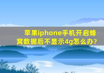 苹果iphone手机开启蜂窝数据后不显示4g怎么办?