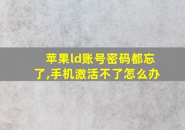 苹果ld账号密码都忘了,手机激活不了怎么办