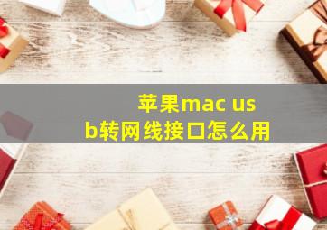 苹果mac usb转网线接口怎么用