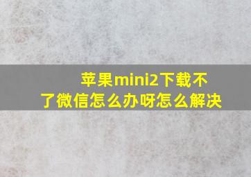 苹果mini2下载不了微信怎么办呀怎么解决