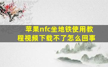 苹果nfc坐地铁使用教程视频下载不了怎么回事