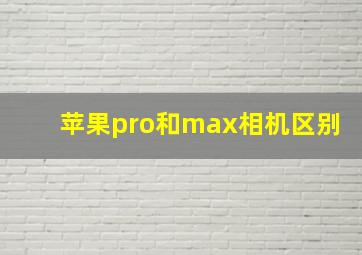 苹果pro和max相机区别