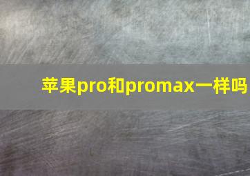 苹果pro和promax一样吗