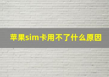 苹果sim卡用不了什么原因