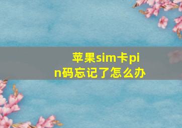 苹果sim卡pin码忘记了怎么办