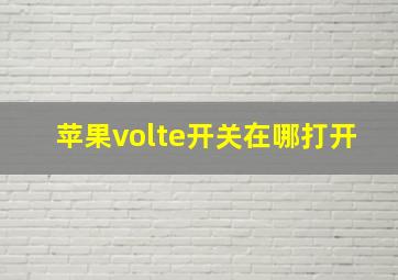 苹果volte开关在哪打开