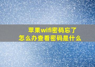 苹果wifi密码忘了怎么办查看密码是什么