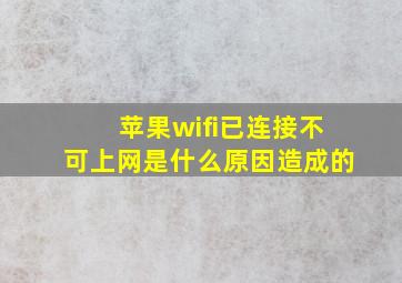 苹果wifi已连接不可上网是什么原因造成的