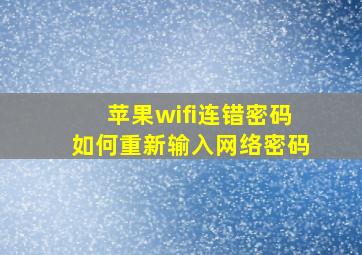 苹果wifi连错密码如何重新输入网络密码