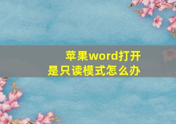 苹果word打开是只读模式怎么办