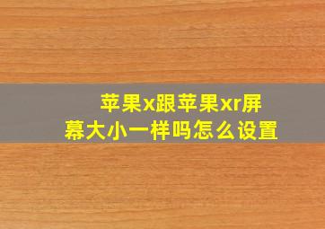 苹果x跟苹果xr屏幕大小一样吗怎么设置