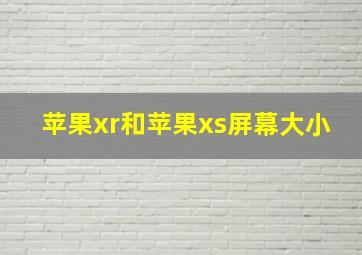 苹果xr和苹果xs屏幕大小