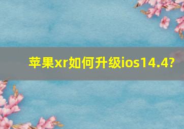 苹果xr如何升级ios14.4?