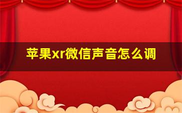 苹果xr微信声音怎么调