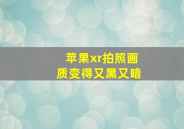 苹果xr拍照画质变得又黑又暗