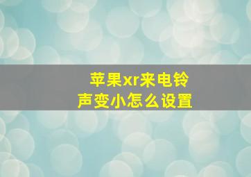 苹果xr来电铃声变小怎么设置