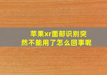 苹果xr面部识别突然不能用了怎么回事呢